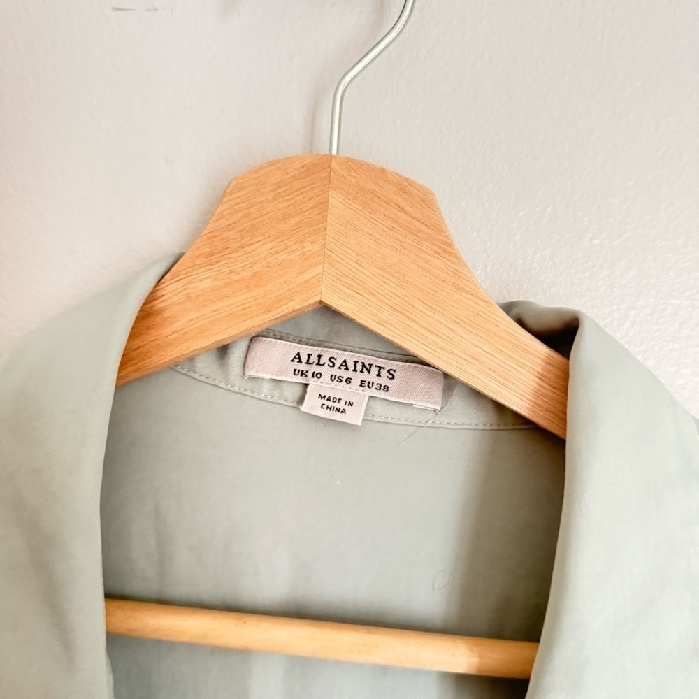 All saints women’s Bernie oversized button down shirt Sage green size 6 - Picture 4 of 7